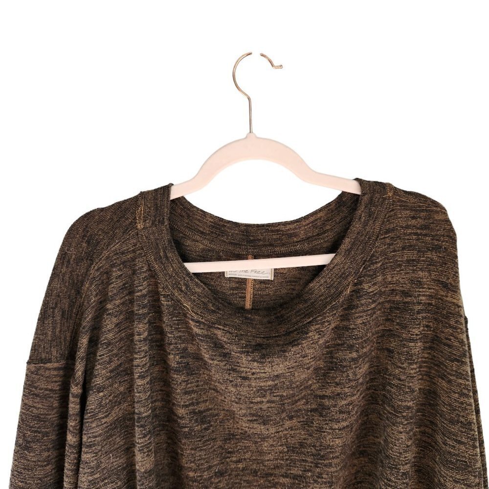 Free People Sweater Green Medium Oversized Long Sleeve Longline Pullover - Picture 2 of 9